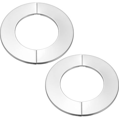 Plaque d'Écussons Auto-Adhésive Ronde en Acier Inoxydable 3.66"/93mm, 2pcs Couverture Murale pour Tuyau d'Eau, Cache Mitigeur Douche Boucles Robinet Chauffage Plomberie, Argenté (1/5)