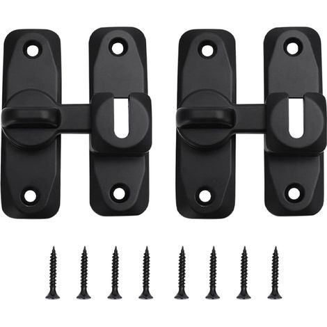 Verrou de porte coulissante 90/180 degrés, 2 pièces, mini loquet de porte moustiquaire, verrou de porte de grange, garage, fenêtre (noir) (1/5)