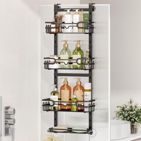 HapiRm Étagère de douche réglable à suspendre - Pour locataires et salles de bain Étagère de douche à suspendre avec 4 paniers de douche, étagère de douche suspendue avec porte-savon et crochets (1/5)