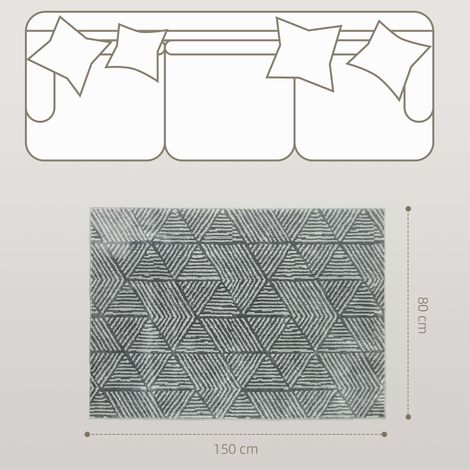 Teppich Wohnzimmerteppich im Modern Stil, waschbar Flächenteppich 150 x 80 cm Dunkelgrau (1/5)