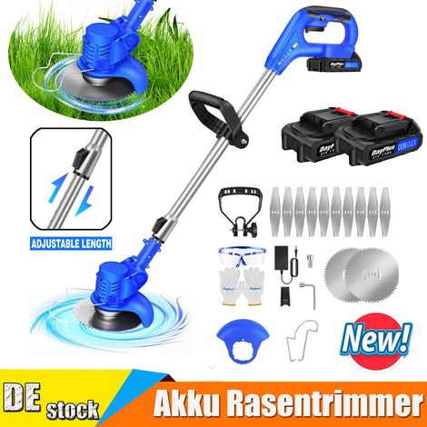 Akku-Rasentrimmer Freischneider Elektro Trimmer Motorsense mit 2X Akku + Ladegerät (1/5)