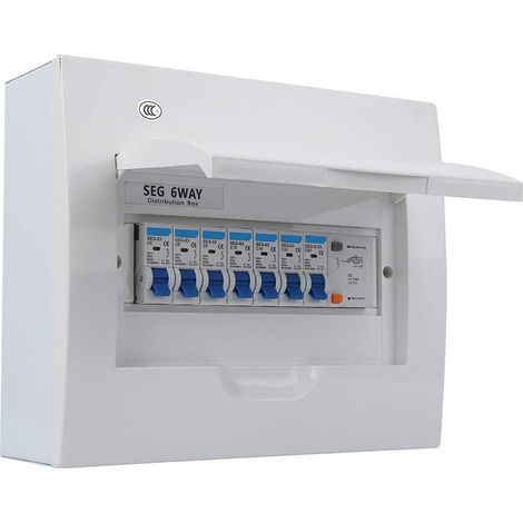 Leistungsschutzschalter für Verbrauchereinheit, 6-Wege-Verteiler, mit groer magnetischer Auslsespule, 63 A, 30 mA, RCD+4MCB (3 x 6 A+2 x 16 A+1 x 32 A) (1/5)