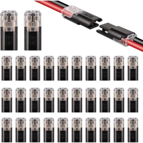 32 pièces Connecteurs De Câble à 2 Broches, mini connecteur 2 fils, connecteur de cable, Connecteur à Double Fil avec Boucle de Verrouillage pour Voitures, Motos, Navires (1/4)