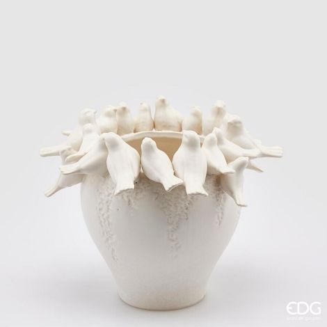 EDG Enzo De Gasperi Vaso Colombe H 26 Cm D 32 Cm Waterproof White (1/3)