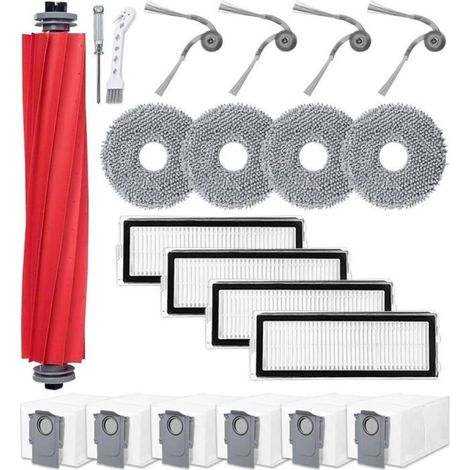 Kits d'accessoires pour Roborock QV 35A/QV 35S Aspirateur,1 Brosse Principale,4 Filtres,6 Sacs à poussière,4 Serpillière,4 Brosse