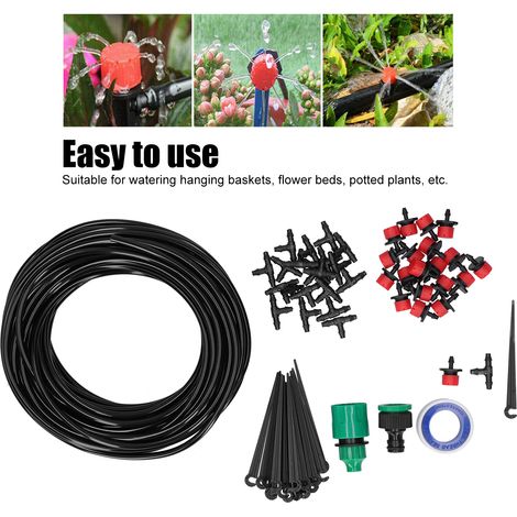 Kit de riego por goteo automático para bricolaje, 20 m con 20 aspersores ajustables: sistema de riego económico para jardines y patios. (1/5)