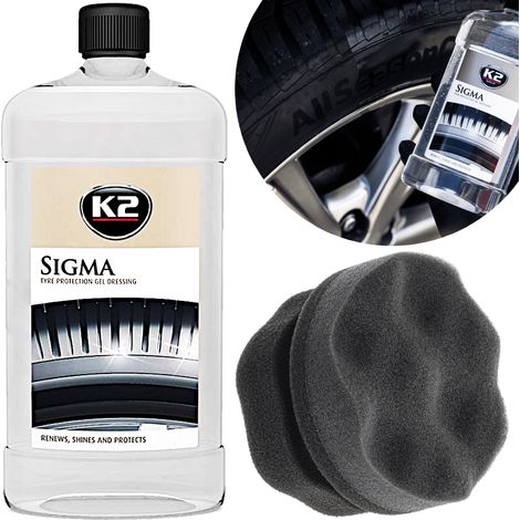 K2 Sigma + applicatore a spugna, lucidante per pneumatici, gomma e altri materiali. (1/5)