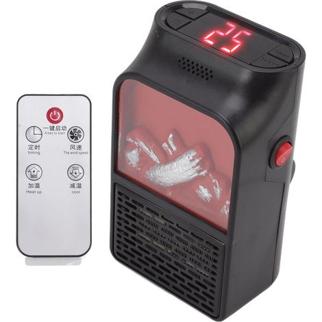 Mini chauffage d'appoint à flamme 1000 W PTC en céramique, à chauffage rapide et silencieux, avec boîtier dépoli ignifugé, pour une utilisation domestique (prise UE 220 V). (1/5)
