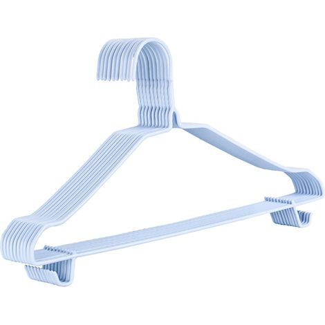 Lot 10 cintres ménagers antidérapants pour enfants et adultes, bleu nordique 38cm, usage domestique dortoir (1/3)