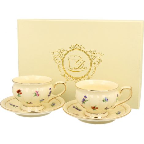 Set di 2 tazzine da caffè espresso con piattino in porcellana, Inghilterra (1/4)