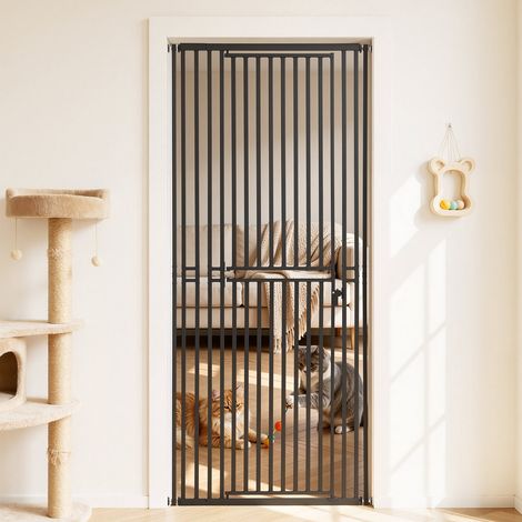 VEVOR Cancelletto Extra Alto per Animali Domestici, Gabbia Larghezza Regolabile da 700 a 860 mm Altezza 200 cm, Colore Nero, con Kit di Montaggio a Pressione e a Parete, per Anti Fuga Cani e Gatti (1/5)