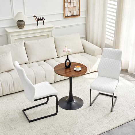 tavolo soggiorno con 2 sedie MDF metallo bianco noce HAVRYA (1/5)