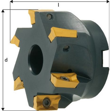 Face Mill-Dresser 90 ° Refrigerante Apkt 1604 Di Ø 100 Mm Numero Di Denti 8 Ø 32 Mm Ubicazione Fori, Dimensioni: 50 M