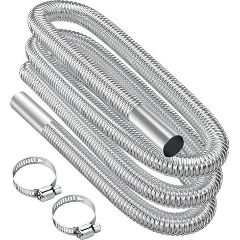 KLVGTIFS PU - Tuyau d'échappement, 300cm Portable Flexible Tuyau d'échappement en Acier Inoxydable avec 2 Colliers en Acier IOnoxydable, Tuyau d'Echappement de Voiture(25mm) pour Chauffage Diesel Voit