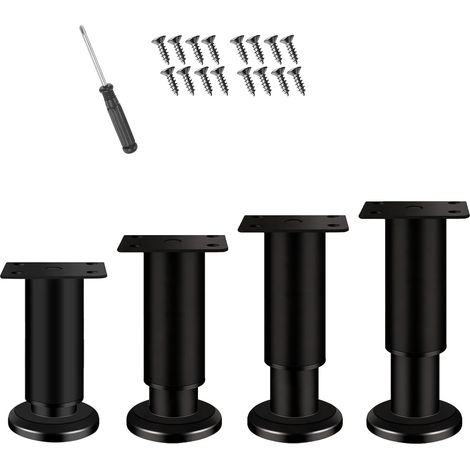 Pied de Meubles Réglables en Métal, 4 Pack Pieds de Lit 8-12cm, Pied Sommier à Lattes, Pied Meuble Salle de Bain, Pieds de Lit Robustes pour Table, pour Les Pieds d'armoire (1/5)