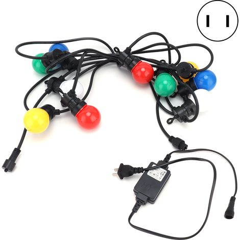Guirlande lumineuse G50 5M 10LED ampoules globes RGB colorées pour décoration extérieure cour jardin, fiche US 100-240V