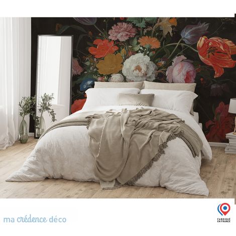 Papier peint : Fresque tropicale et papillons - Intissé - L.400 x H.280 cm - Vert menthe (1/3)