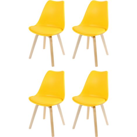 Lot de 4 chaises scandinave "Emy" - Jaune moutarde - L 45 x P 58 x H 82 cm - Livraison gratuite