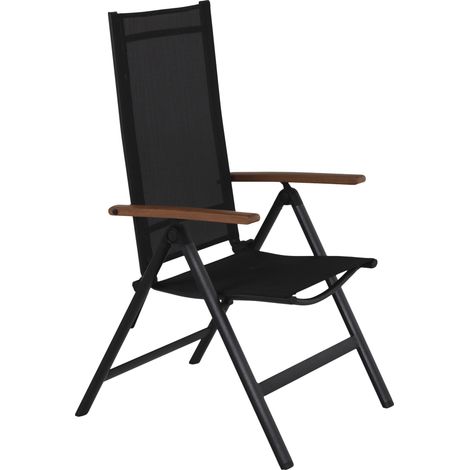 Lamira Gartenstuhl Positionsstuhl, schwarz und teak Armlehnen.