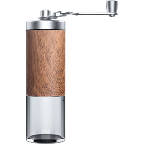 Moulin à café manuel, acier inoxydable, bois, finition argentée, pour expresso, cafetière à piston et café filtre, pour une utilisation à la maison et en voyage.-AquaForge