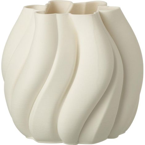 Vase Déco en Porcelaine "Impression 3D" 22cm Blanc