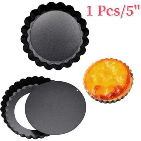 Moule À Tarte Mini - Fond Amovible - Acier Au Carbone - Pour Tartelettes Et Desserts - Diamètre 12 Cm - 1 Pièce (1/5)