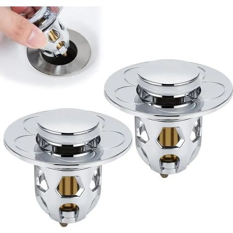 Bonde de lavabo - Universel - 2 Pièces - Anti-Clogging - Diamètre 30-40 mm - Type Poussoir (1/4)