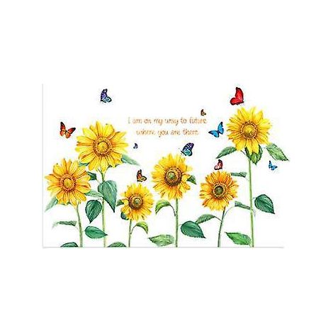 Sonnenblumen- und Schmetterlings-Wandtattoos, Gartenblumen-Wandaufkleber, Kinderzimmer, Wohnzimmer, TV-Wanddekoration (1/5)