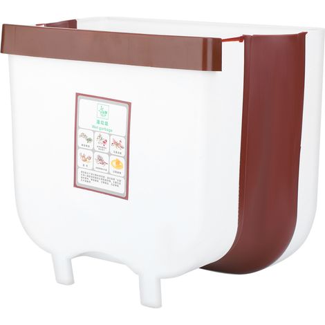 Poubelle murale pliante blanche pour porte de placard cuisine, corbeille suspendue taille S (1/5)