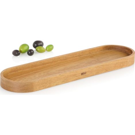 Dessous de Verre Posto Plateau en Bois d'acacia, Moulin à sel et Poivre, Support pour Bol de Service à Lait et Sucre, Repose-thé et café, Cruet pour Bougies 35 cm x 8 cm (1/3)