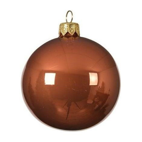 Set 4 palline di Natale in vetro rame lucido Ø10 cm