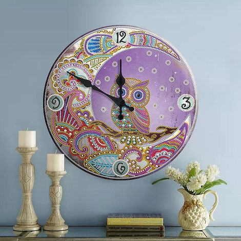 30cm Peinture Diamant Diy Complet,horloge Peinture En Diamant Horloge Murale Dcorative En Tain Faite La Main Pour Le Salon, Attrape-rves Diy Fai (1/5)