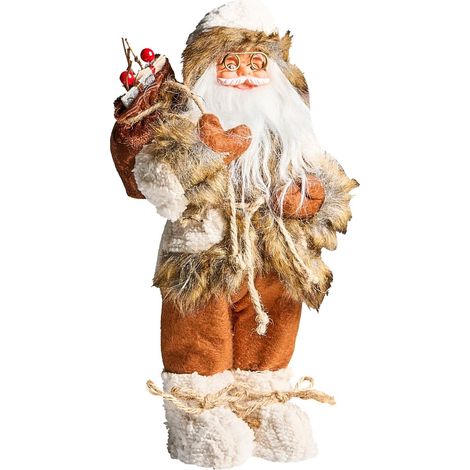 Decorazione natalizia Babbo Natale Figura in piedi marrone e bianco Svartevatnet