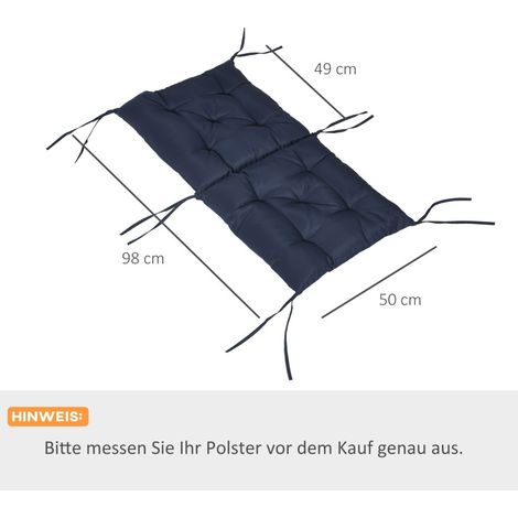 Cojín de asiento 2 piezas 98 x 50 x 8 cm con cintas, poliéster, azul oscuro HAVRYA (1/4)