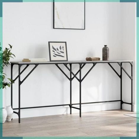 837765 Table console sonoma gris 180x29x75 cm bois d'ingénierie (1/5)