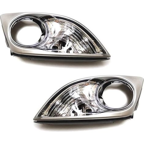 Paire Demi-Blocs Optiques Clignotant + Brouillard Avant pour Mazda CX-7 2009 à 2011 Halogène 12V, carrosserie ABS résistante UV, côté conducteur + passager ensemble complet remplacement carénage pare (1/4)