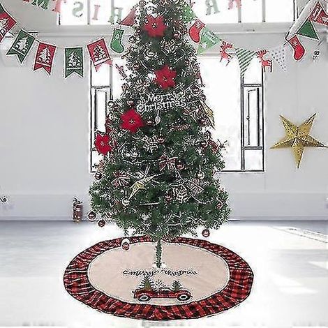 Suministros de decoración navideña Falda de árbol de Navidad de lino Falda de árbol de Navidad para coche (1/2)