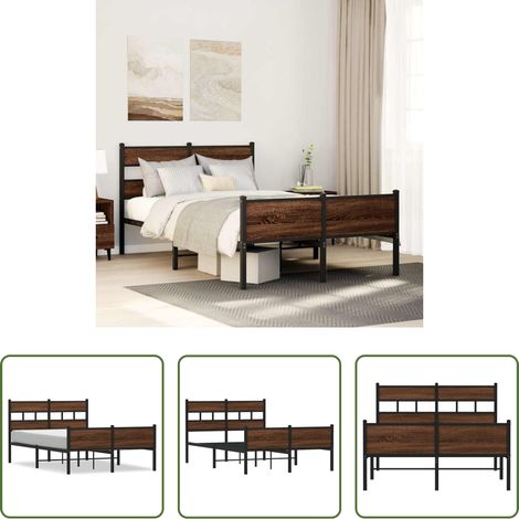 vidaXL Lit avec rangement - Cadre de lit sans matelas chêne marron 120x200 cm (1/5)