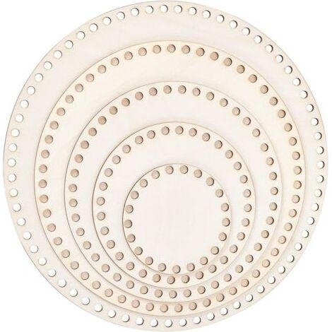 5 tailles Fond de panier en bois naturel, Panier au crochet en forme de cercle Base en bois pour la vannerie, 10/15/20/25/30 cm de diamètre (1/5)