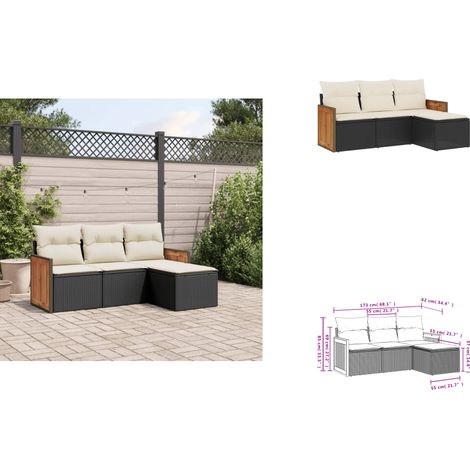 4-tlg. Garten-Sofagarnitur mit Kissen Schwarz Poly Rattan - Gartenmöbel - Sofasatz - Rattan Möbel - Outdoor Möbel - Balkonmöbel (1/3)