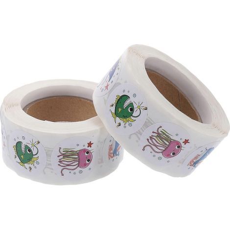 2 rouleaux d'autocollants animaux de dessin animé pour les devoirs, décorations pour récompenser les élèves-2.5X2.5cm (1/4)