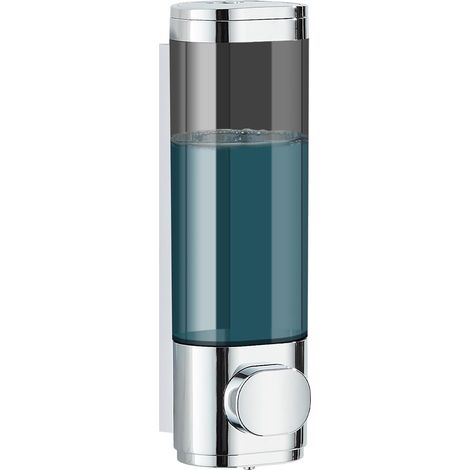 Wandmontierter Spender für Shampoo, Duschgel und Spülung, kein Bohren erforderlich, verchromt, einteilig. (1/5)