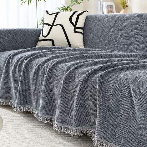 Housse jeté canapé chenille Kangxu Tranquille Gris – Remise nouveauté 180150 adapté pour petit fauteuil 1 place 4 g – Livraison gratuite (1/4)