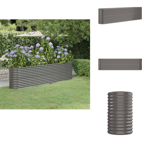 Lit surélevé de jardin Acier enduit de poudre 260x40x68 cm gris - Jardiniere Surélevée - Bac À Fleurs - Pot De Fleurs Extérieur - Décoration Jardin - Plante Grimpante (1/5)