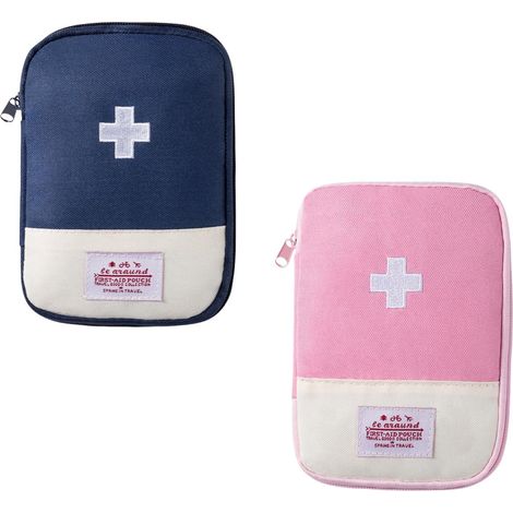Kleine Erste-Hilfe-Tasche, 2er-Set, Rosa & Blau, Reiseapotheke, Tragbar