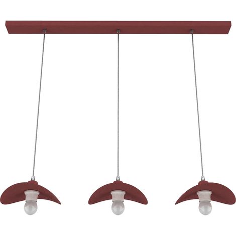 LUMICOM PIUMA Sospensione, 3XE27, max 42W, metallo, rosso cowhide, 25x20cm (1/2)