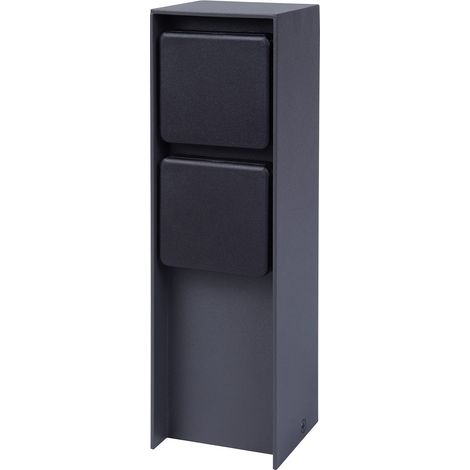 BOLD 19523 Abano presa di corrente da esterno (colonna di corrente) con spina a 2 prese in antracite (colonna di corrente da esterno IP44 3680 Watt montaggio facile imballaggio senza plastica) (1/4)