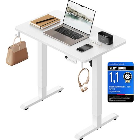 WOLTU Electric Standing Desk, Height Adjustable Desk with 3 Memory Settings, for Home Office, White (1/5)