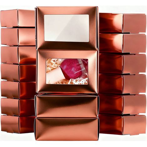 20 boîtes à savon en carton kraft avec fenêtre pour emballage cadeau, pâtisserie et confiserie (or rose, 9,4 x 6,6 x 3,6 cm) (1/5)