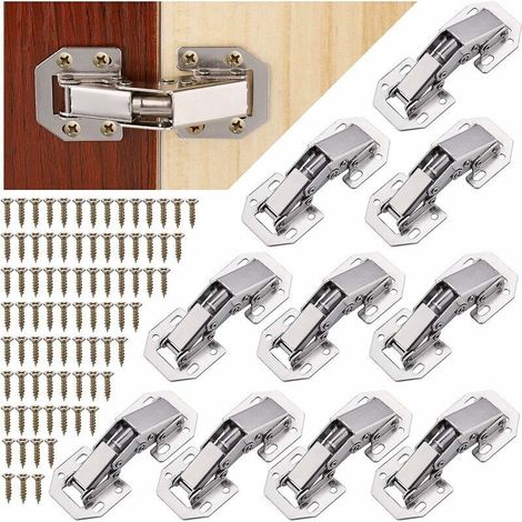 10pcs Charniere Porte Placard avec Vis de Charnière, Charnière Invisible, Charniere à Fermeture Douce Porte Placard Cuisine, 90 Degré Charniere pour Porte Meuble, Charniere Commode Sall (1/5)